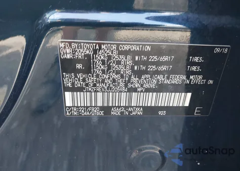 2018 Toyota Rav4 Le from USA, damaged, VIN JTMZFREV3JJ205984
